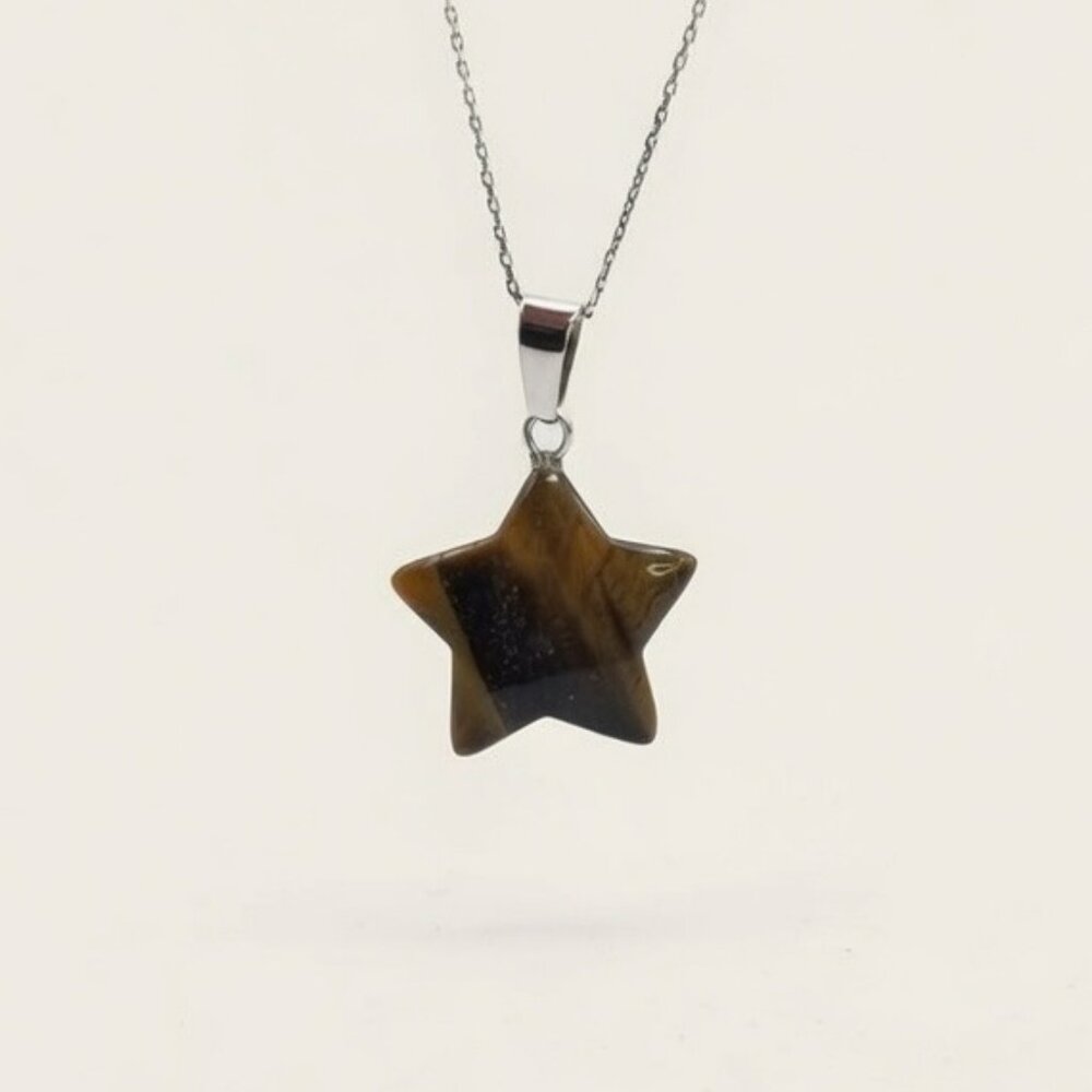 925 Sterling Silver Natural Tiger's Eye Gem Necklace